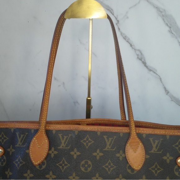 Authentic Louis Vuitton Neverfull MM Tote Monogram Canvas Red Interior w/ COA - Picture 11 of 16